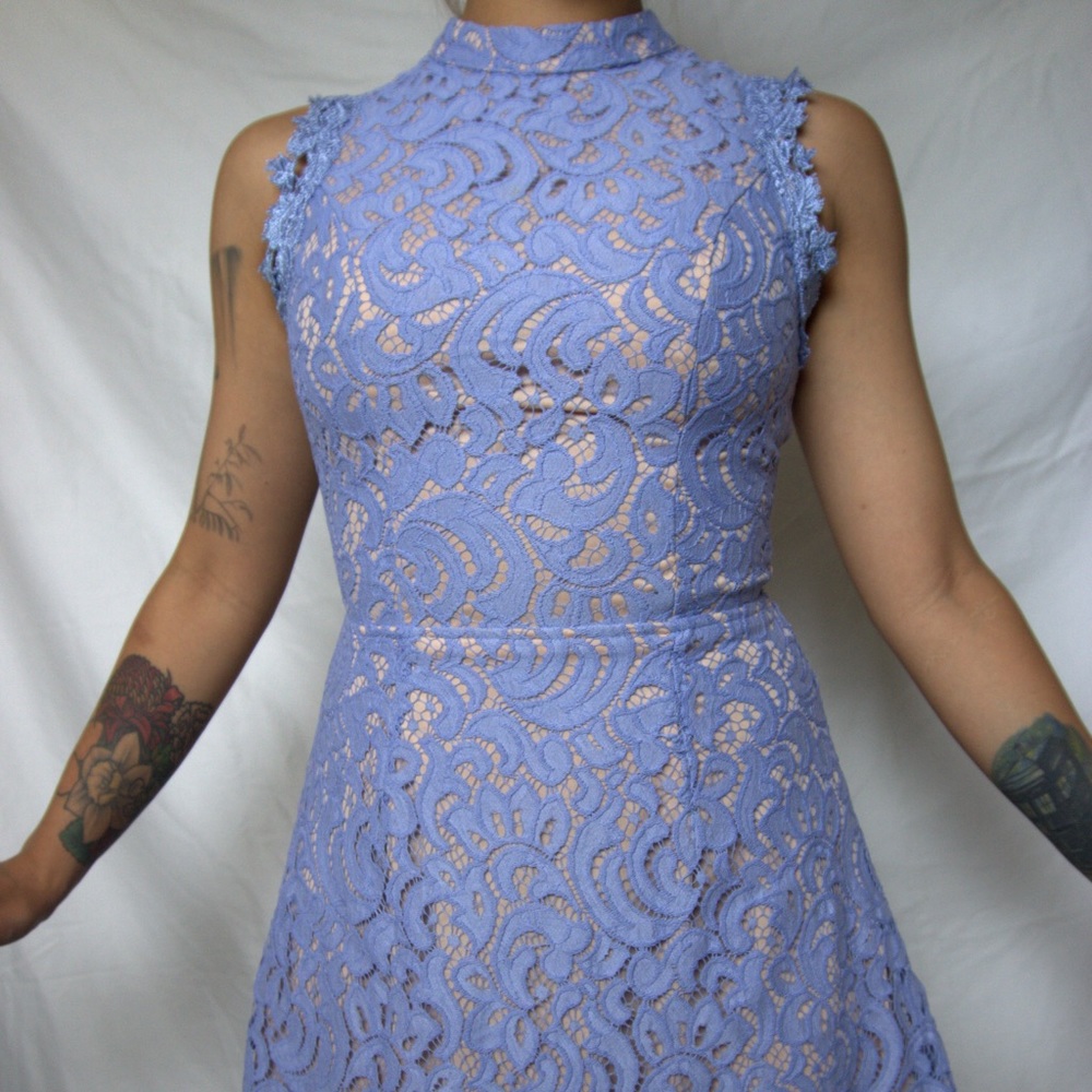 ❤️Baby blue laced designed halter dress